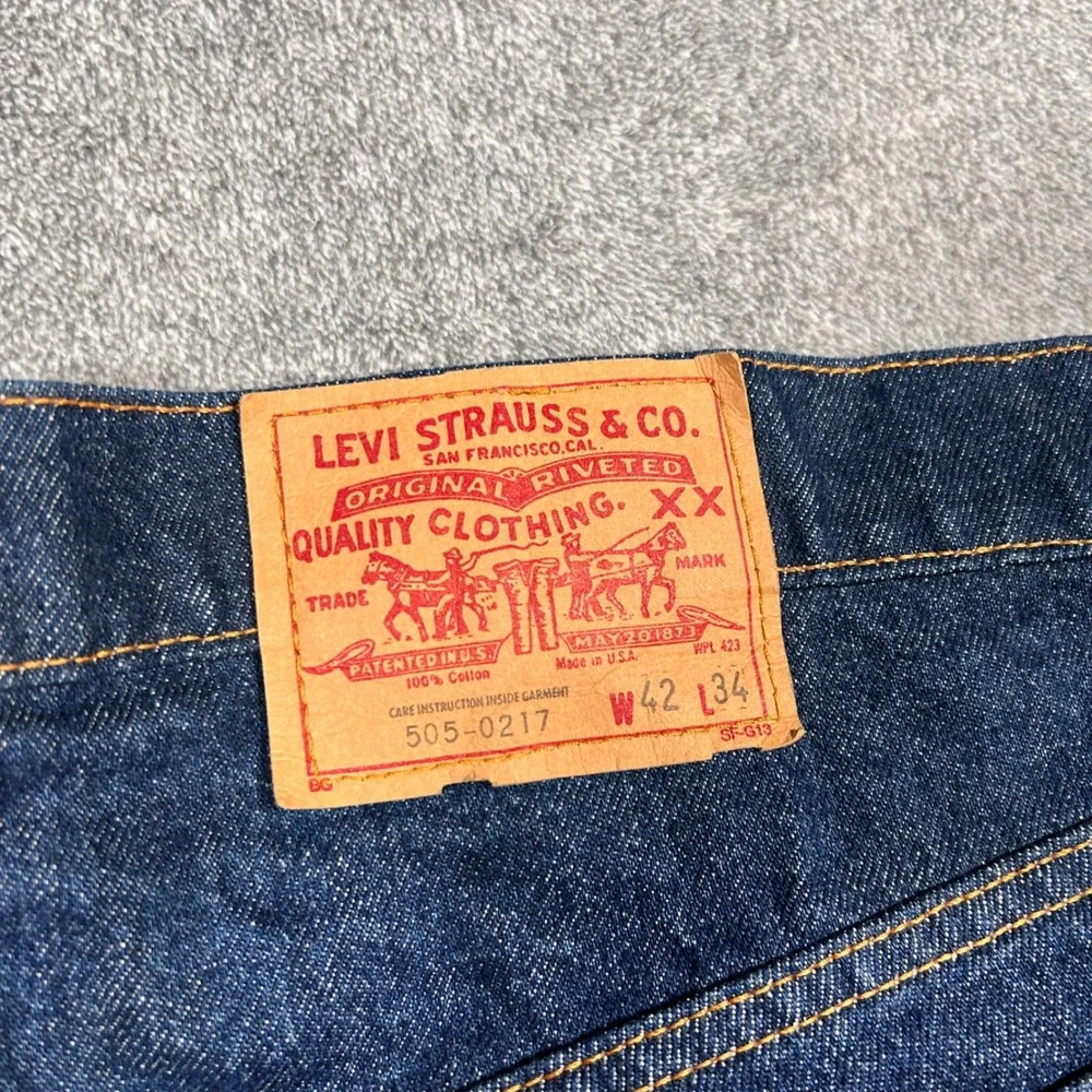 NWOT VTG Levi's 505 80's 0217 Raw Rigid Denim Jeans 42x34 Made in USA Blank Tab